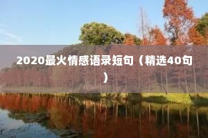2020最火情感语录短句（精选40句）