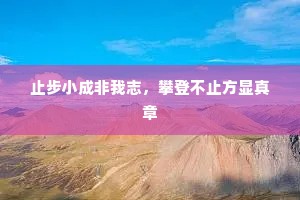 止步小成非我志，攀登不止方显真章