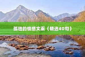 孤独的情感文案（精选40句）