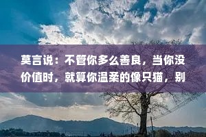 莫言说：不管你多么善良，当你没价值时，就算你温柔的像只猫，别人都嫌你掉毛！ 